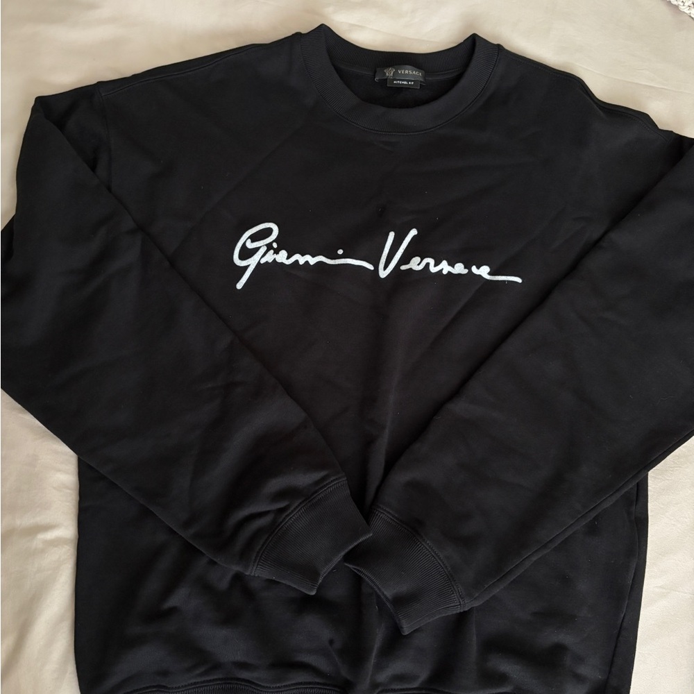 Versace Black Crewneck Sweatshirt with Signature Logo